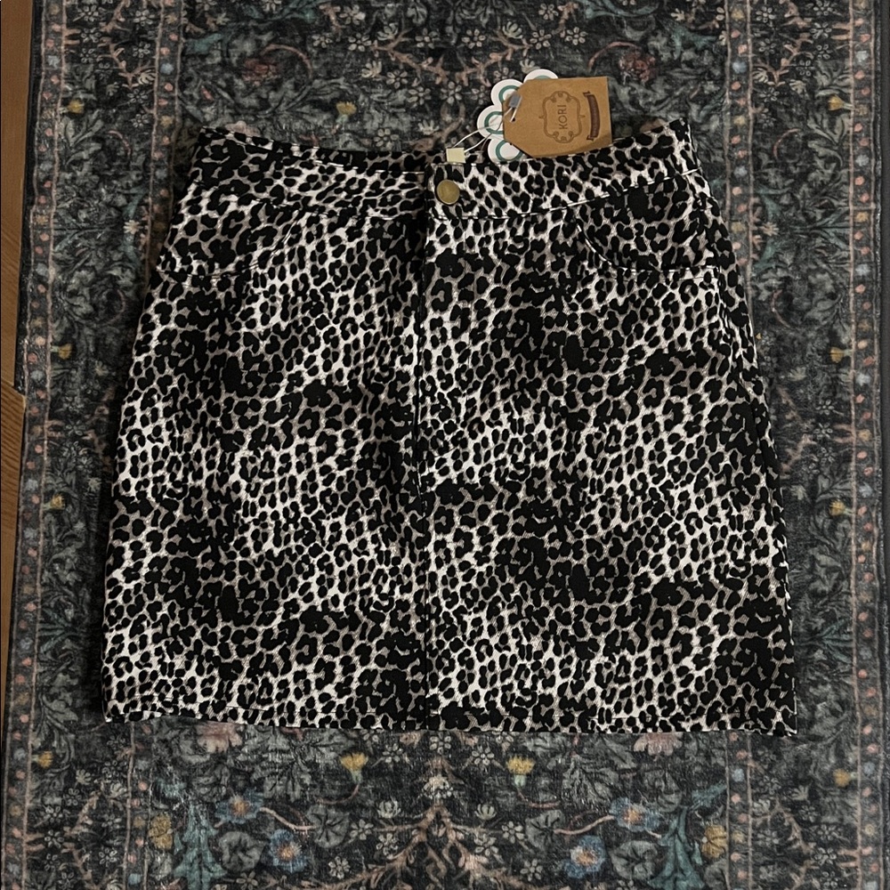 Kori Black and White Animal Print Mini Skirt
